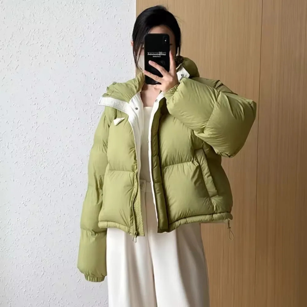 Winter Fashion Casual White Duck Down Jacket Womens Loose Short Warm Hoodie Womens Coat 240919