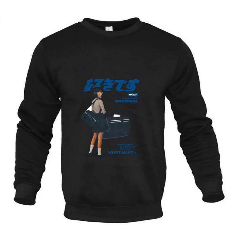Autumn casual hoodie mens top fashion long sleeved round neck sweater mens loose zipper hip-hop sportswear W240919