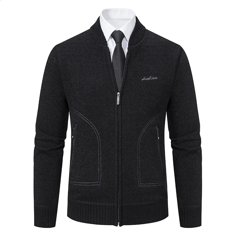Fashion Patchwork Sweaters Mens Knitted Cardigan Coat Winter Turtleneck Casual Slim Fit Top Outwear 251129