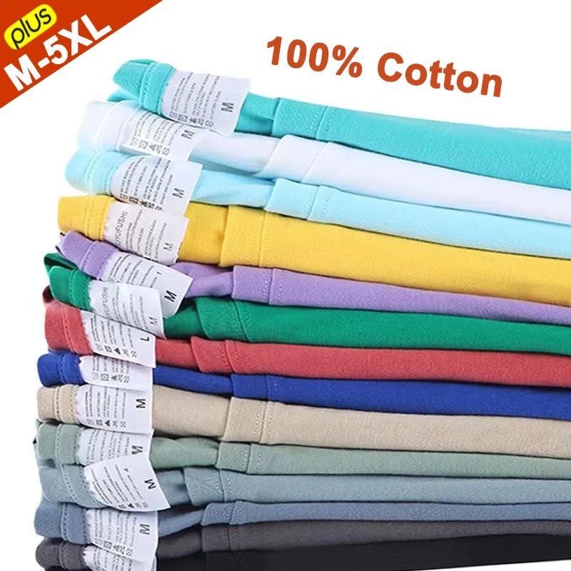 Free delivery mens summer 100% pure cotton mens T-shirt womens casual slim fit short sleeved T-shirt womens basic pure cotton womens top S-5XL 24
