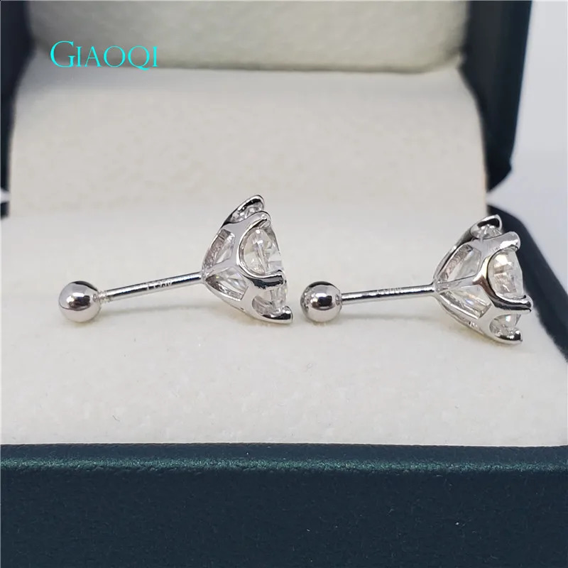 GIOQI PT950 Platinum 2-4 Carat Bright Cut Diamond Tester Past D Color Engagement Stud Earrings Classic Jewelry 240918