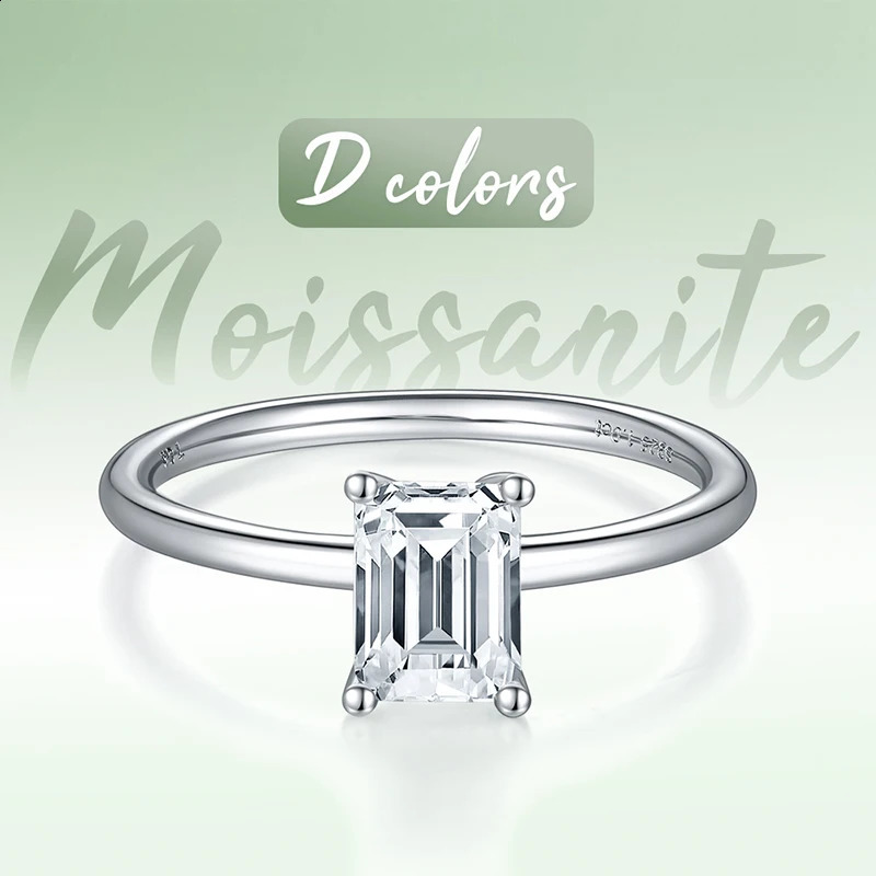 S925 sterling silver 1/2CT D-color jadeite cut ring for womens wedding anniversary silver jewelry card ring 240918