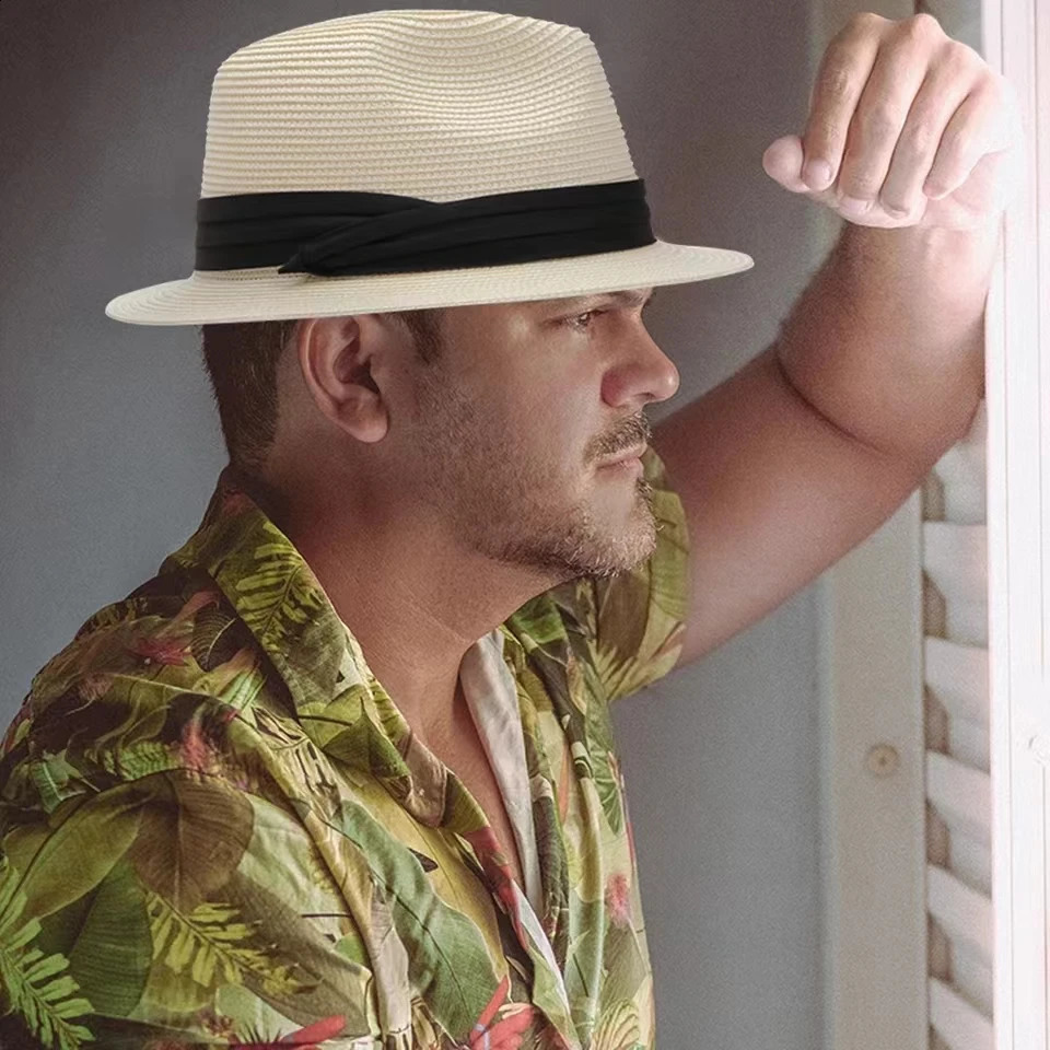 60 cm Summer Fedora Short Brim Straw pour hommes et femmes 240919