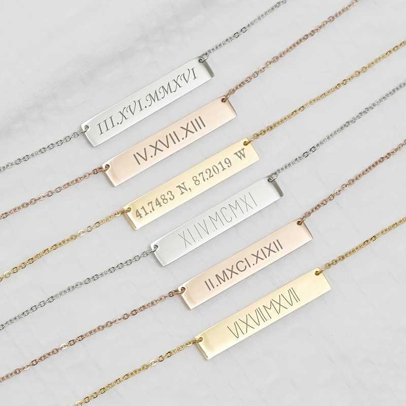 Rectangular necklace niche design can DIY engraved collarbone chain custom necklace personalized letter pendant necklace L240910-image-809830176