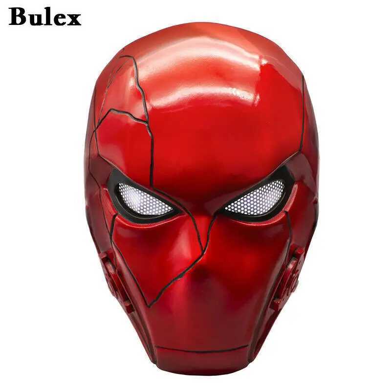 Masques de fête Masque à capuche rouge Film Anime Tête complète Casque en latex / résine avec jeu d'oeil en maille Cosplay Accessoires de costume