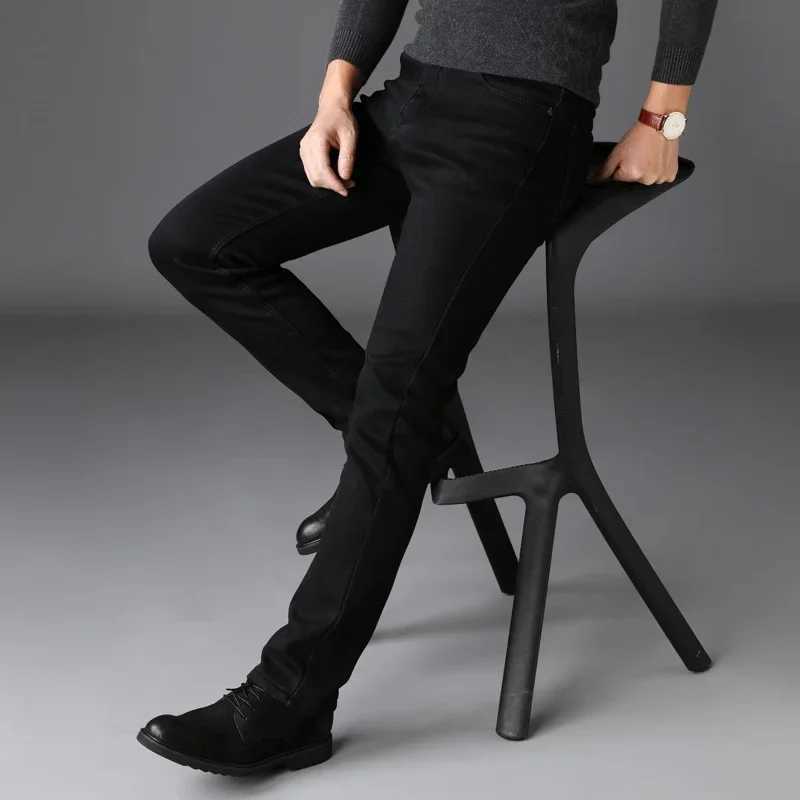 Autumn new mens classic black jeans stretch slim fit comfortable denim pants fashion business casual mens wear W240918