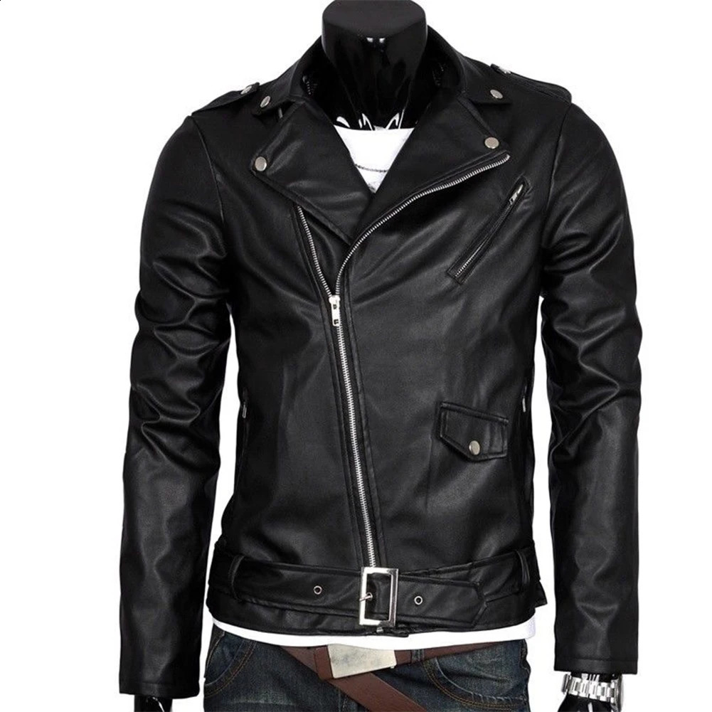 Mens leather jacket ultra-thin suitable for motorcycle jacket zipper casual jacket in spring autumn and winter 240919