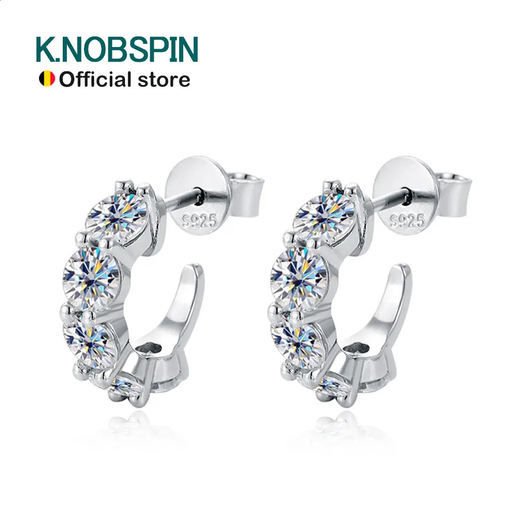 KNOBSPIN D VVS1 Earrings s925 Pure Silver Plated 18k White Gold Exquisite Jewelry with GRA Wedding Earrings 240918