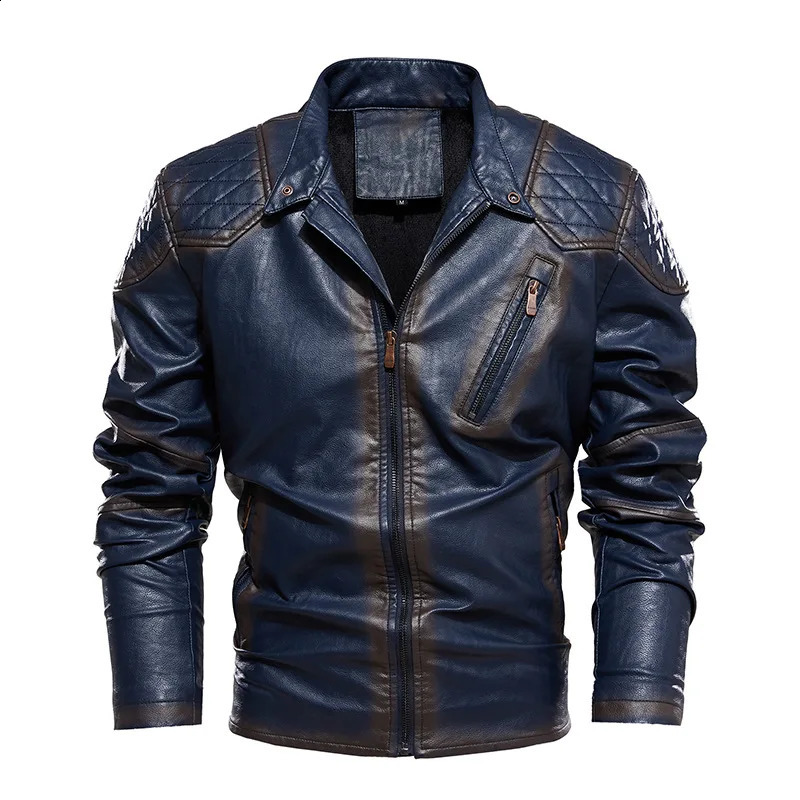 Hommes plus velours chauffeur d'automne fourrure rétro pU en cuir veste en cuir manteau de moto masculine poche pu cuir veste en cuir 240919