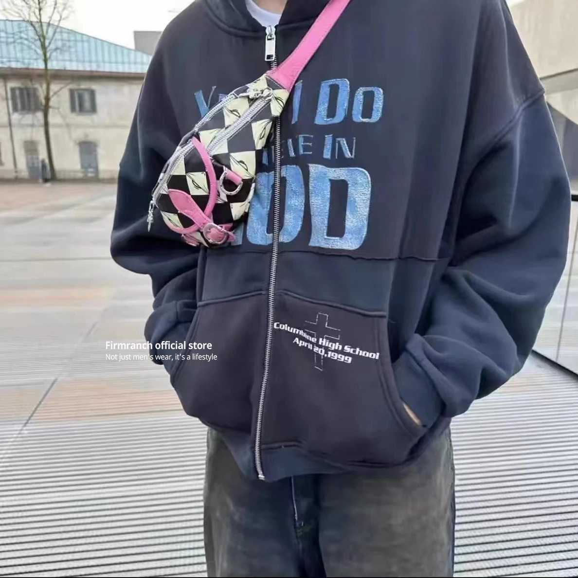 Sweats à capuche masculine Sweatshirts Firmranche printemps / automne / hiver Nouveau Erd Oui Je fais à capuche imprimé à capuche bleu marine Z24