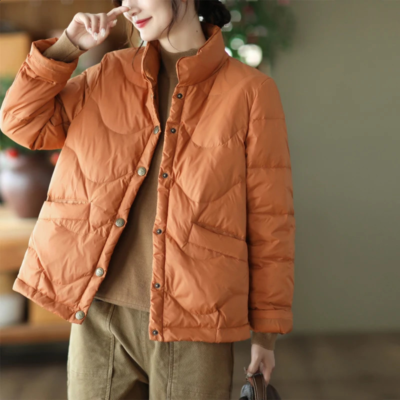 Janveny winter white duck jacket womens ultra light ultra-thin jacket autumn casual ultra-thin inflatable jacket womens Parkas jacket 240913