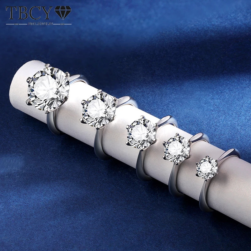 TBCYD 10CT D Color VVS1 Female Ring S925 Silver Rhodium Plated Diamond Wedding Ring Classic Card Ring Jewelry 240918