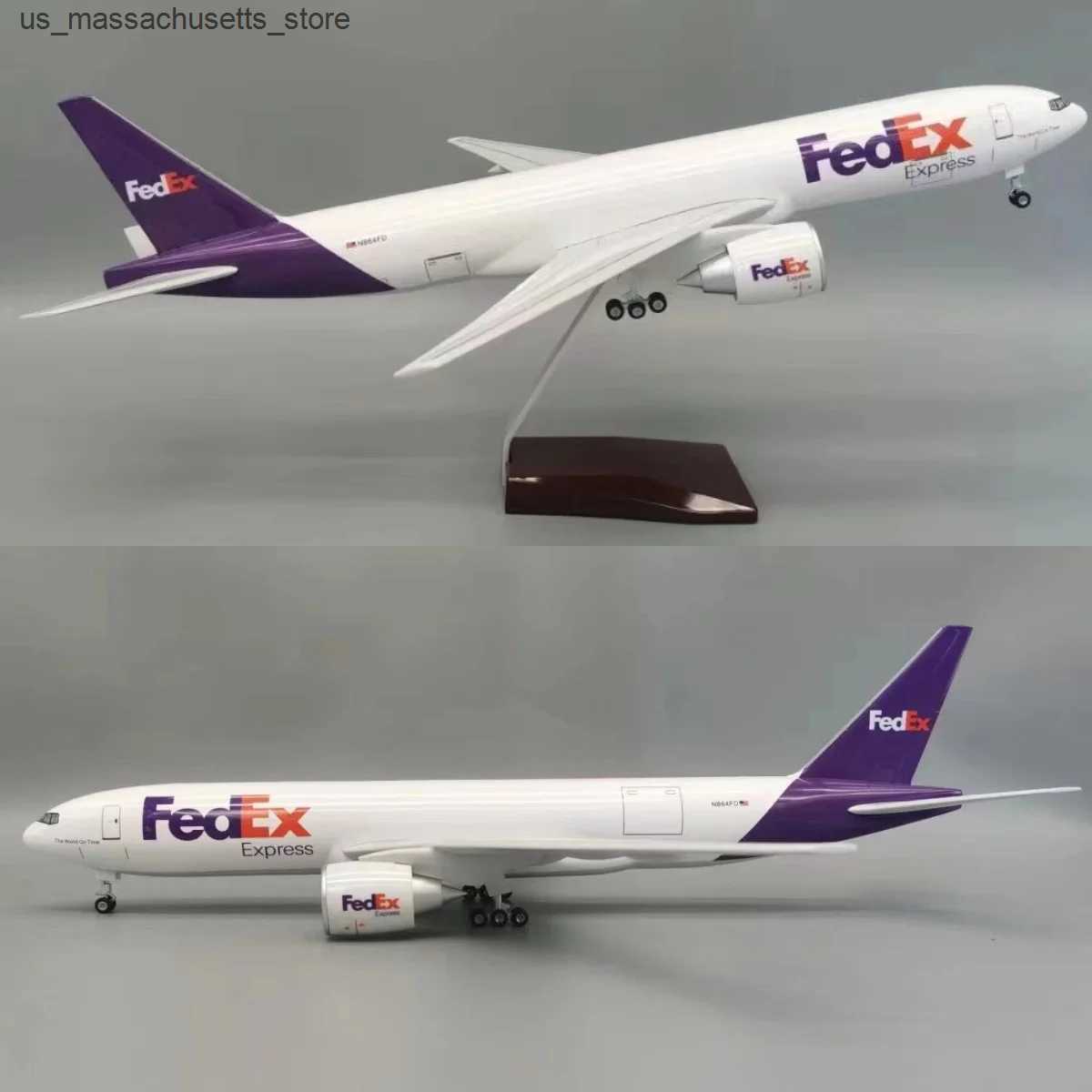 Aircraft Modle 47CM 1/157 Scale 777 B777 Aircraft FedEx Cargo Airlines Model Toy With Wheel Landing Gear Plastic Resin Plane Y250113-image-1020599464