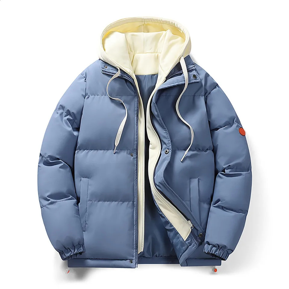 Veste masculine Mente courte manteau d'hiver automne et hiver couleur solide zipper ouvert et double face poches épais et chauds 240918