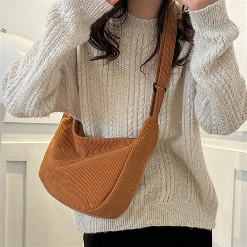 trend new model Corduroy Crossbody Bags for wrap Ladies Large Capacity Shoulder Fashion handbag Purse leisure and Handbags Solid Color Women Messeng