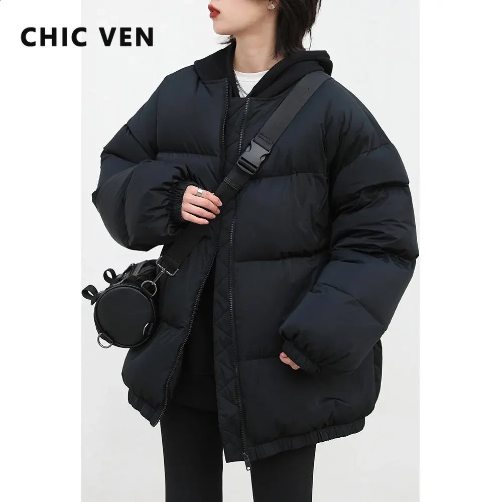 CHIC VEN Women Bread Down Jacket 90 White Duck Down Solid Thick Warm Womens Coat Female Outerwear Short Parka Autumn Winter 240914