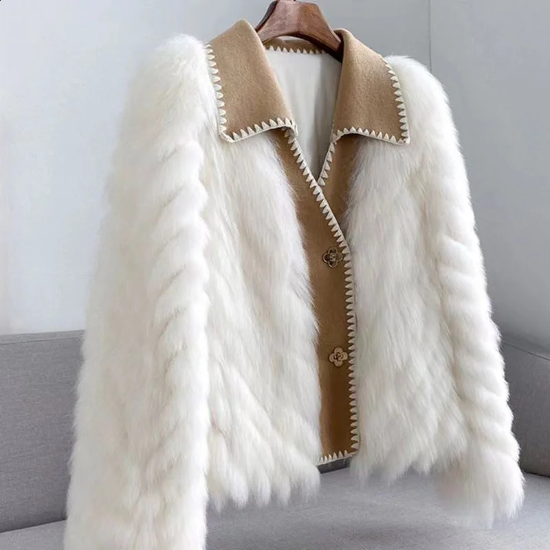 High-end Hepburn Style Short Coat For Womens Winter Mink Coat Ladies faux fur Jackets Fox faux fur Car Strip Mink Jacket 240919