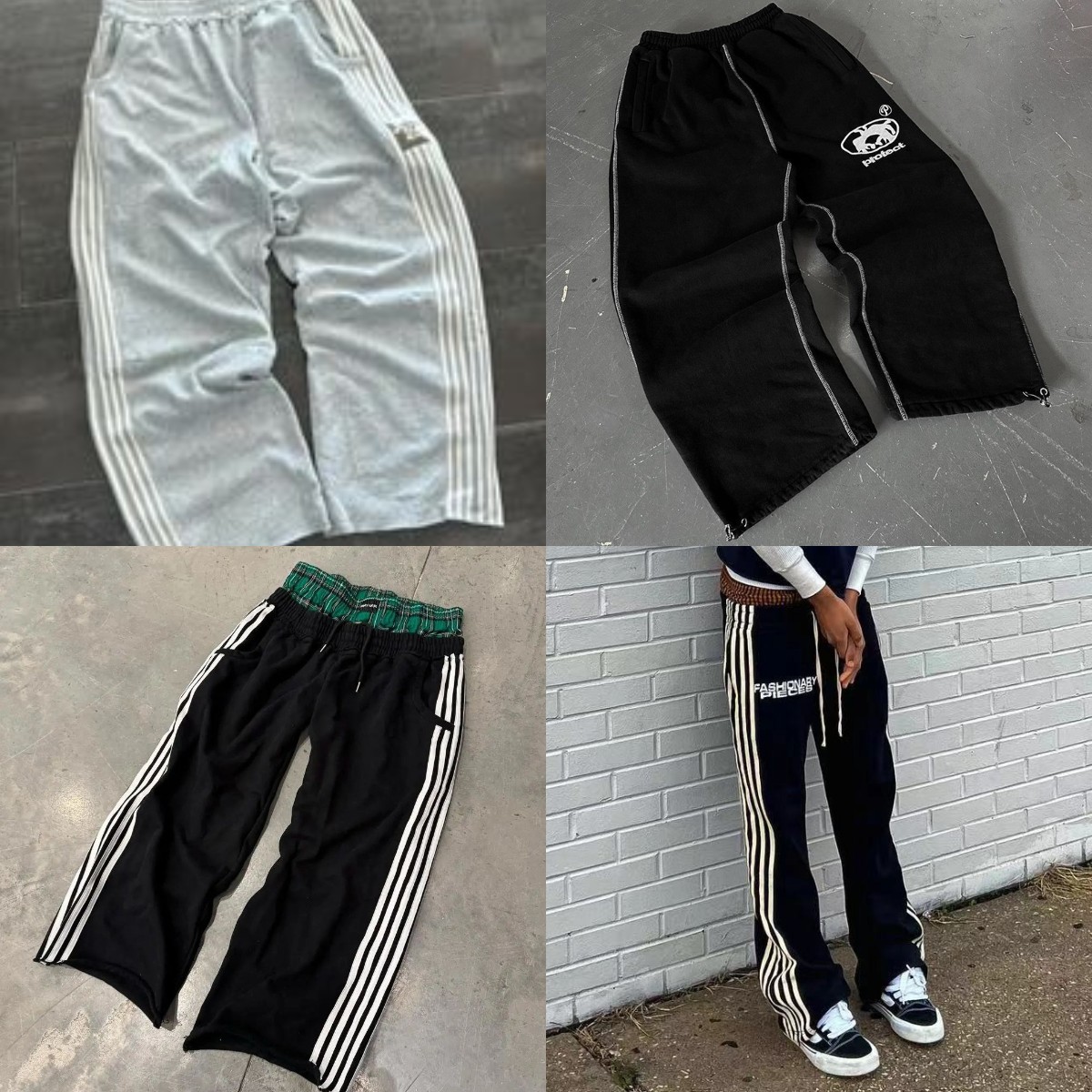 Mens Pants Y2k Retro Korean Trend printing Streetwear Sweatpants Simple Stripe Casual Harajuku Baggy Joggers Men Elastic Waist Straight