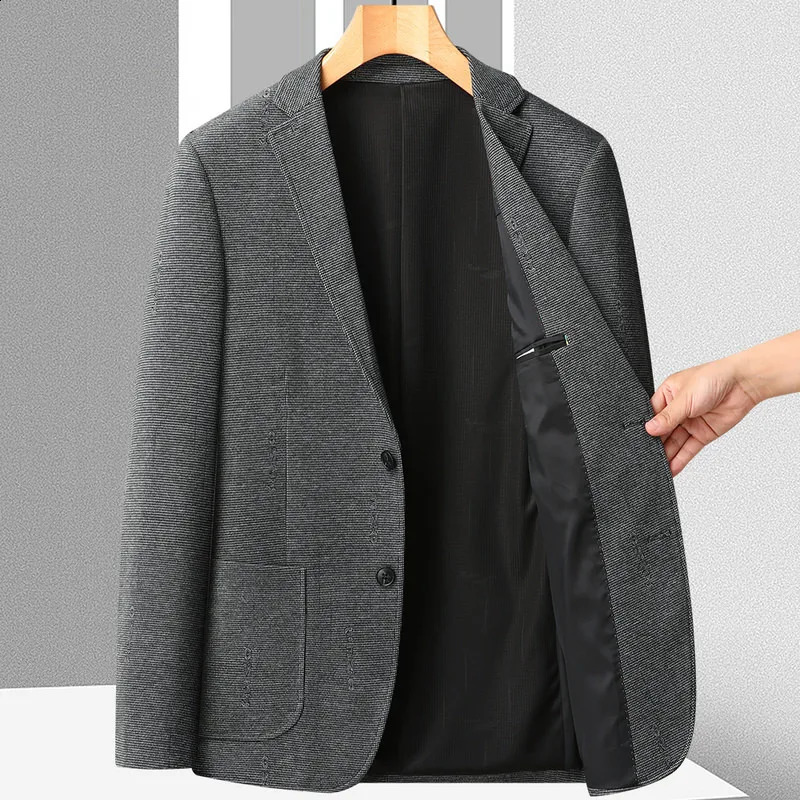 Boutique Mens Fashion Business Solid Color Leisure Gentleman Everything with British Style Ultra Thin Elegant Host Jacket 240920