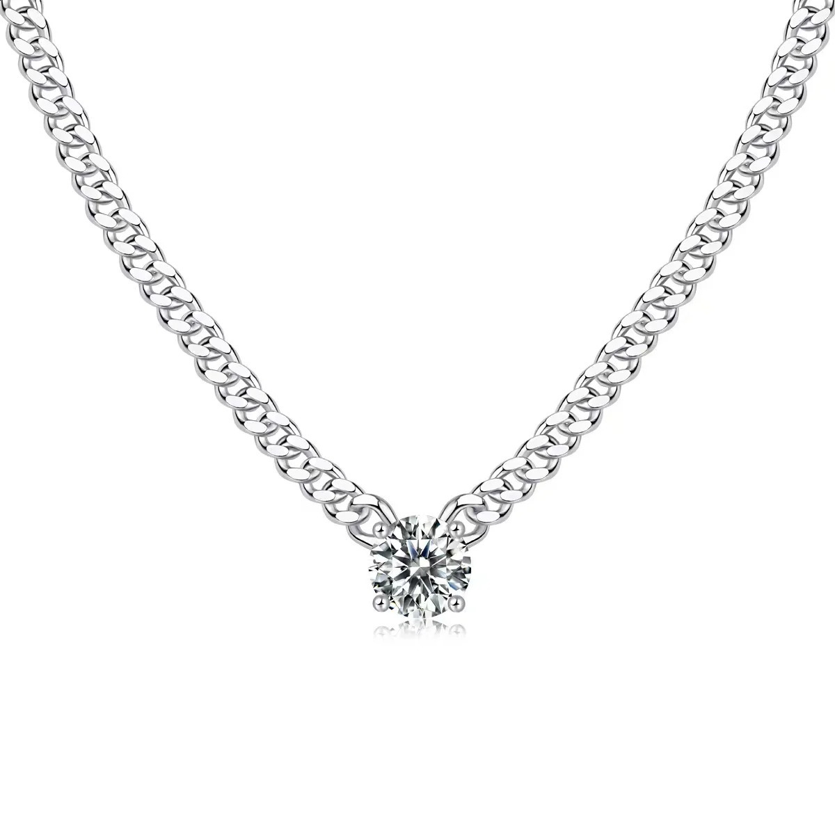 925 sterling silver 1ct D-color VVS Cuban chain necklace suitable for women men exquisite jewelry wedding engagement Christmas gifts 240919