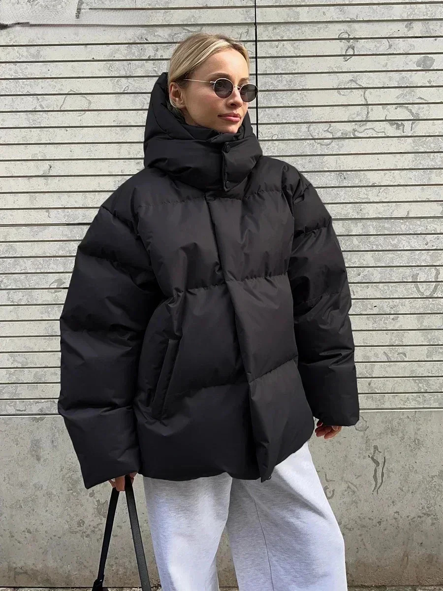 Wolfeel Quilted Jacket Women Winter Loose Parkas Coat Vintage Bread Jacket Outwear Office Ladies Warm Cotton Puffer Jackets 240918