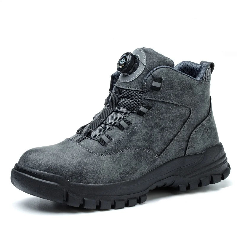 Rotating button safety shoes mens waterproof work boots shockproof and puncture resistant protection lightweight work shoes for autumn and winter 25