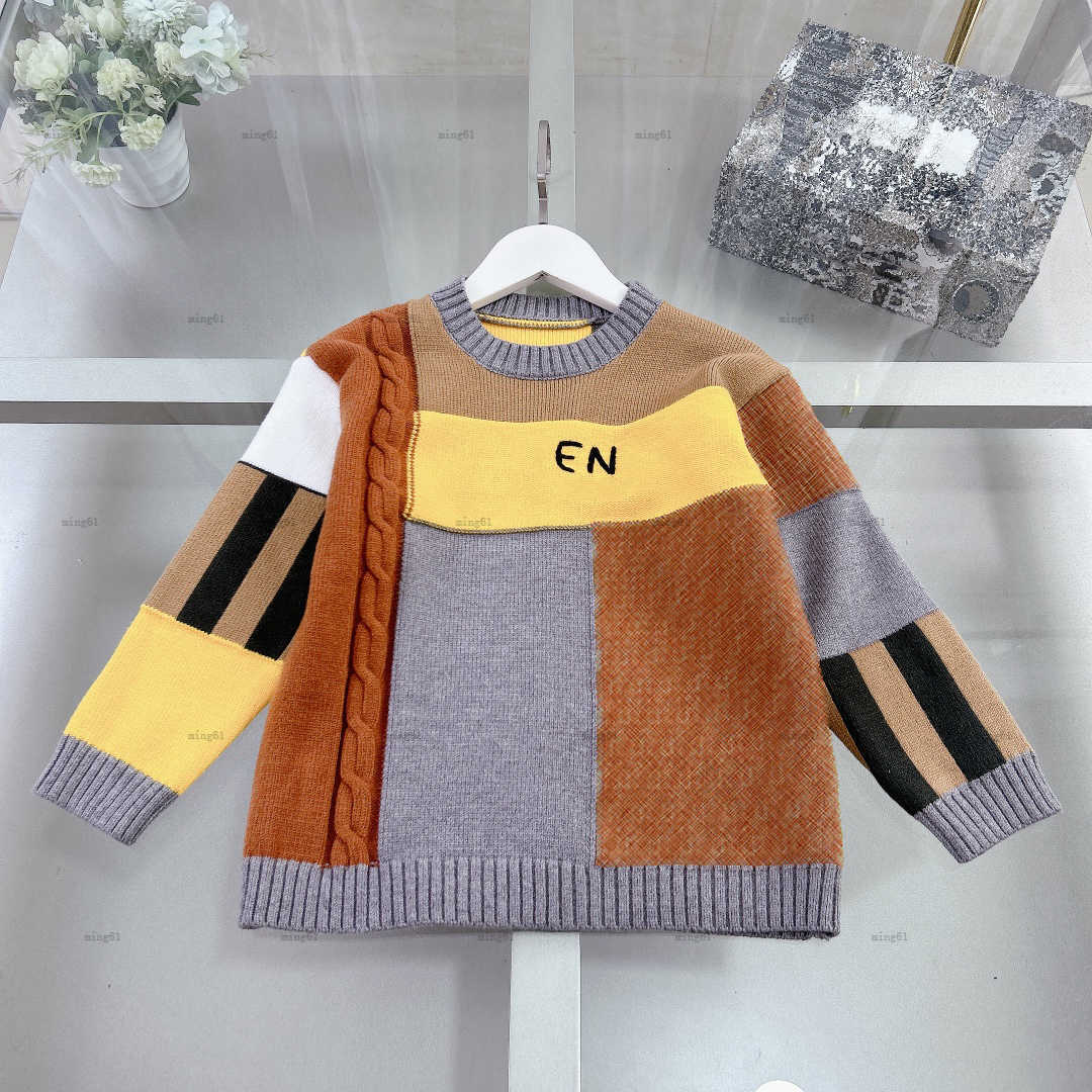 Brand baby Knitted sweater autumn kids Pullover shirt Size 100-160 CM Multi color splicing design boys girls Jacket hoodie-image-1020926424