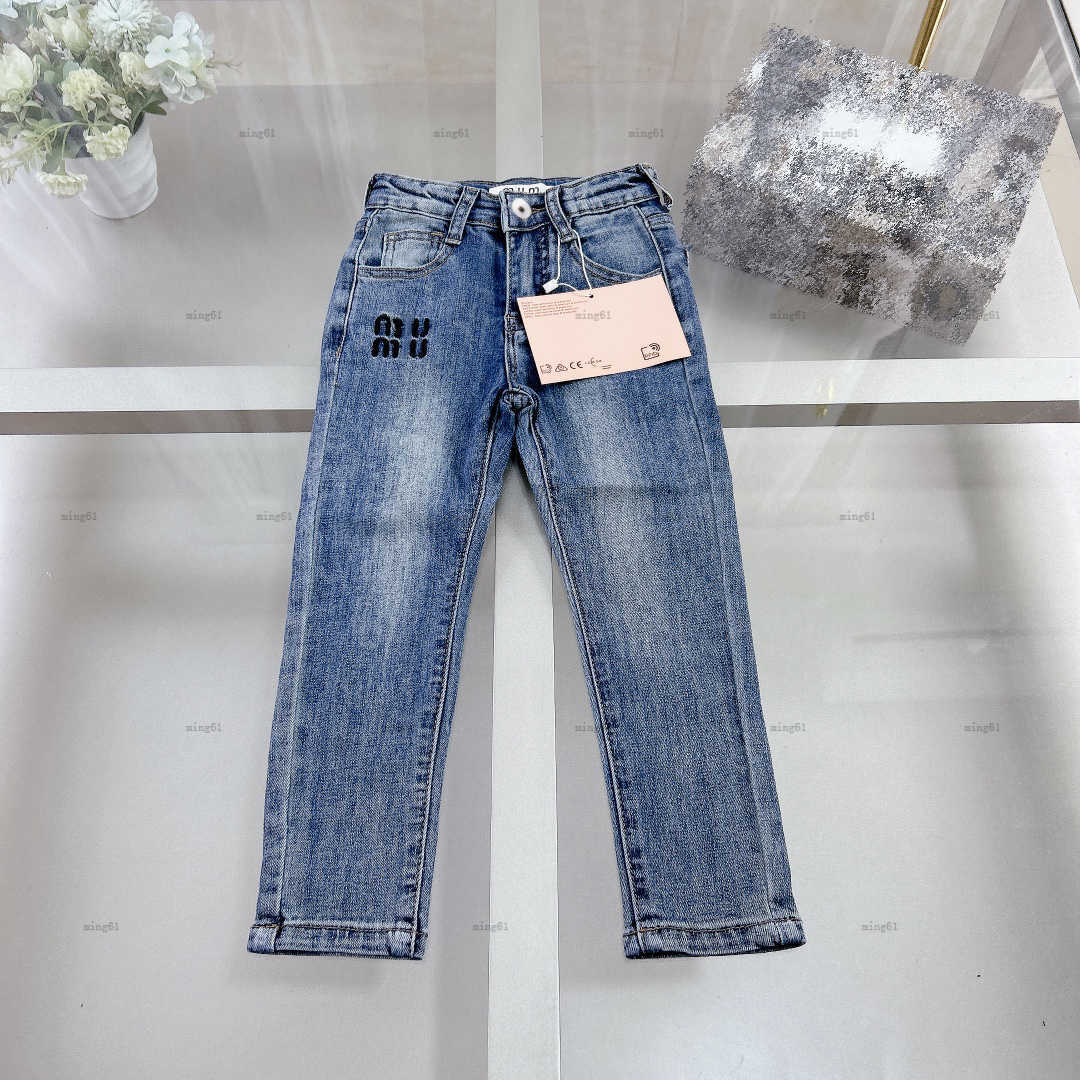 Brand baby jeans autumn denim kids pants Size 100-150 CM kids designer clothes Water washed gradient color design child trousers-image-1020926025
