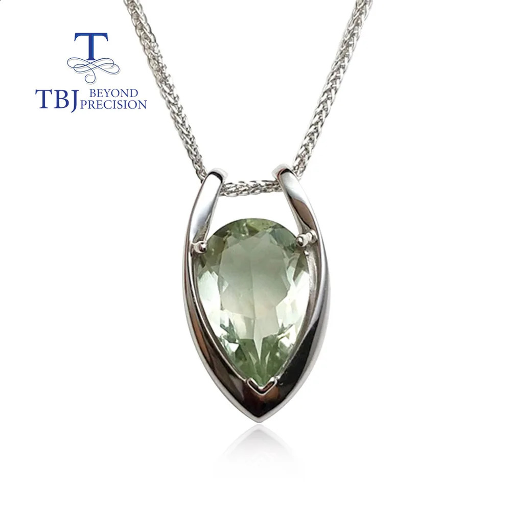 selling V-shaped pendant 925 sterling silver paired with exquisite natural green amethyst jewelry suitable for girls Black Friday and Christmas g