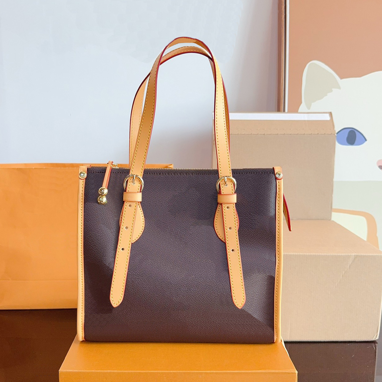 Top Quality tote bag luxury bag designer bag handbag women luxurys handbags shoulder bag womens fashion classic brown flower Totes with dust bag