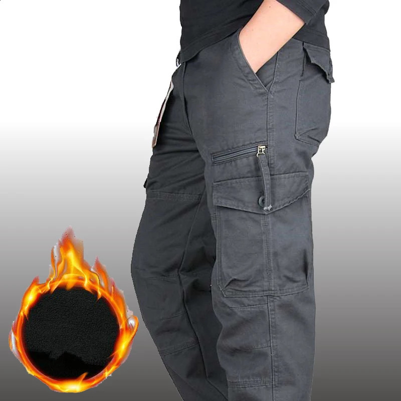 Hommes pantalons de cargaison en laine épaisse d'hiver à double couche camouflage chaude coton tactique en peluche pour hommes style pantalon déc