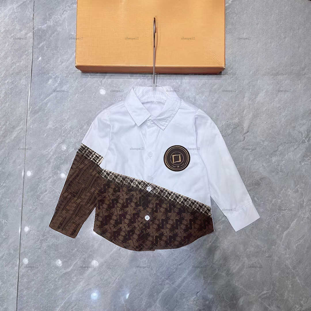 Luxury baby shirt Multiple styles of design child lapel shirt Size 70-120 CM kids designer clothes Splicing design girls boys Blouses-image-1021804941