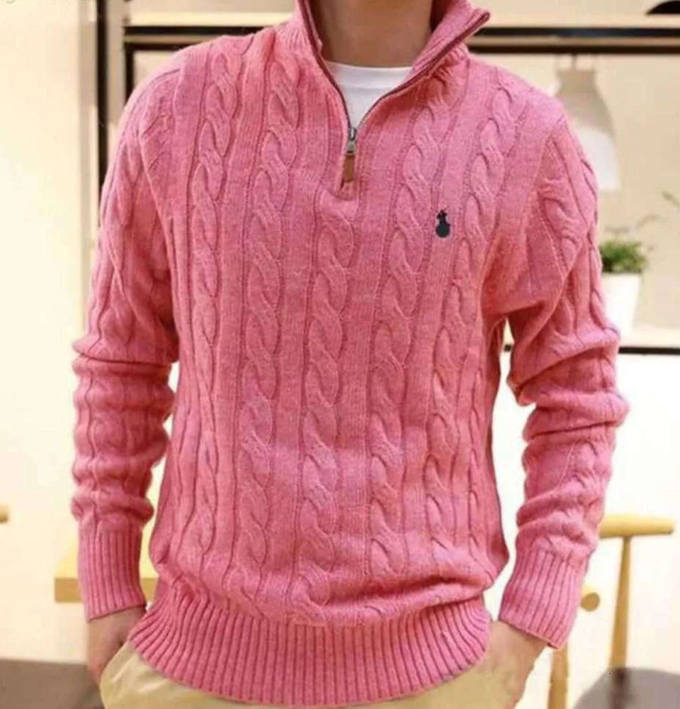 2024 Mens Thick Sweater Designer Polo Half Zipper Hoodie Long Sleeve Knitted Horse Twist High Collar Men Woman S Embroidery ewyed