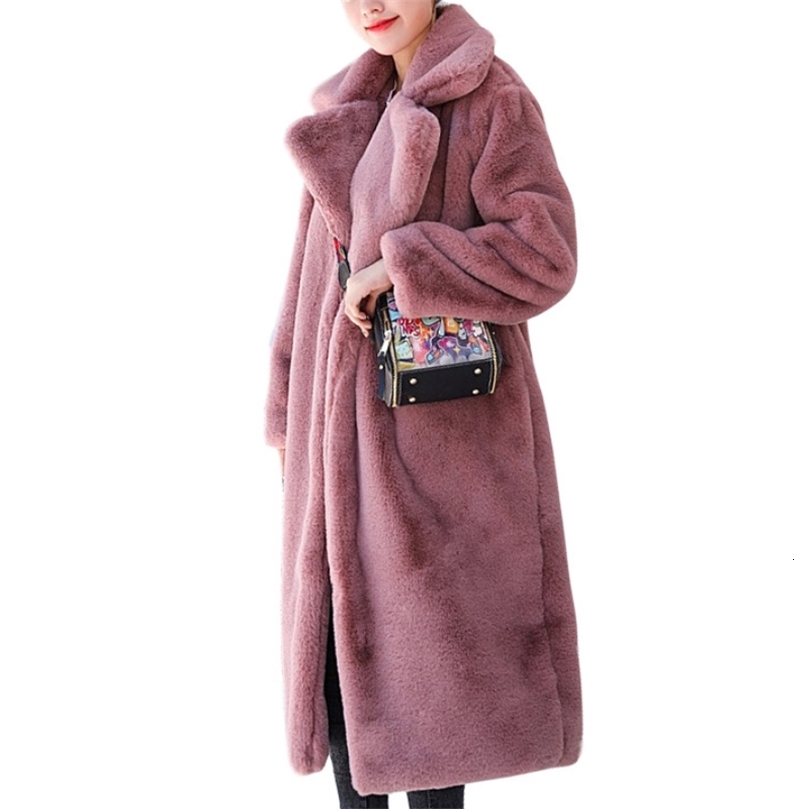 Winter Warm High Quality Velvet Artificial Fur Long Teddy Coat Womens Retro Long Sleeve Casual Jacket with Belt 240919CJ