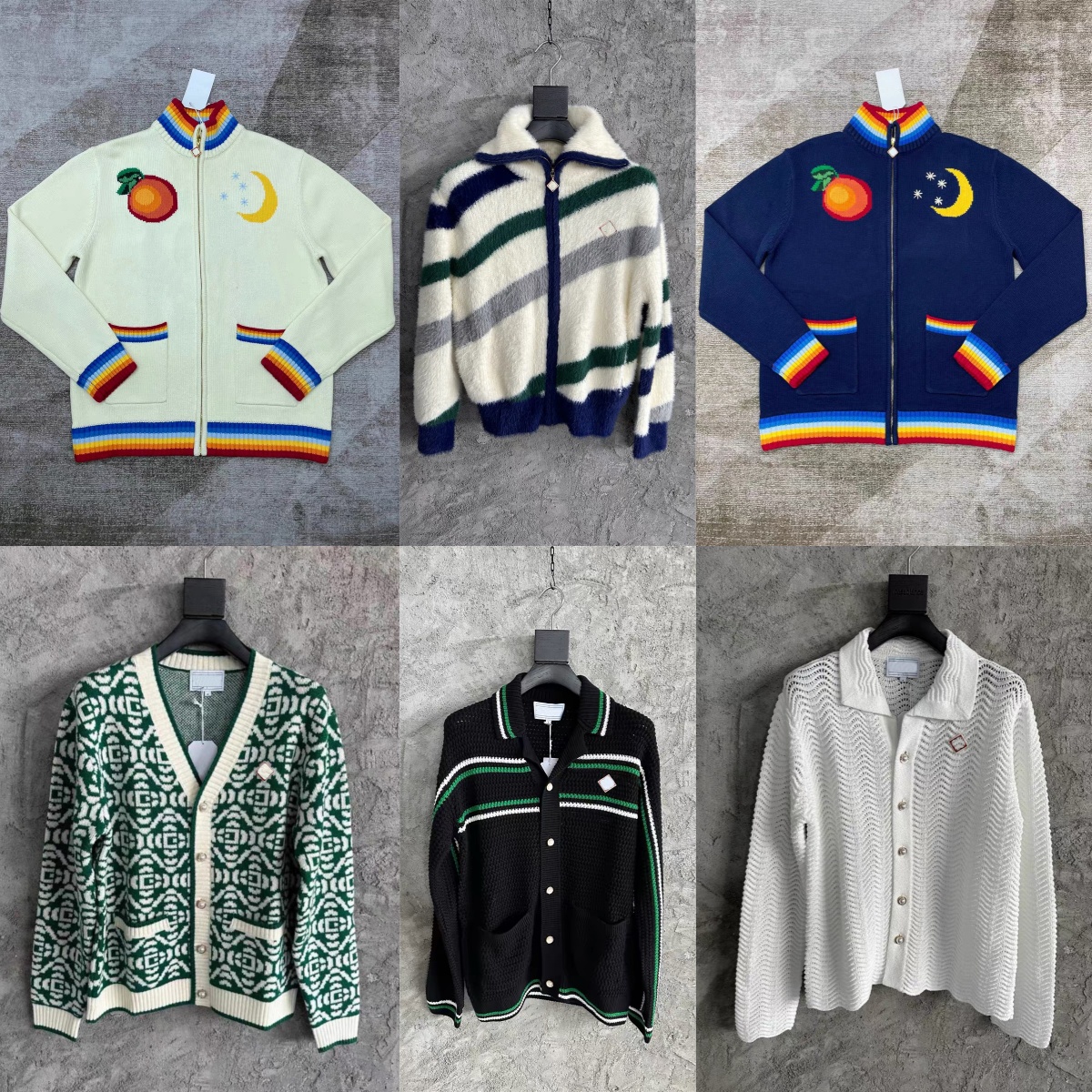 Sweater 26ss Casabalnc High Quality Men Designer Knitted Zipper Jackets New Luxury Lapel Neck Button Print Casual Versatile Loose Wool Knit Cardi-image-919167281