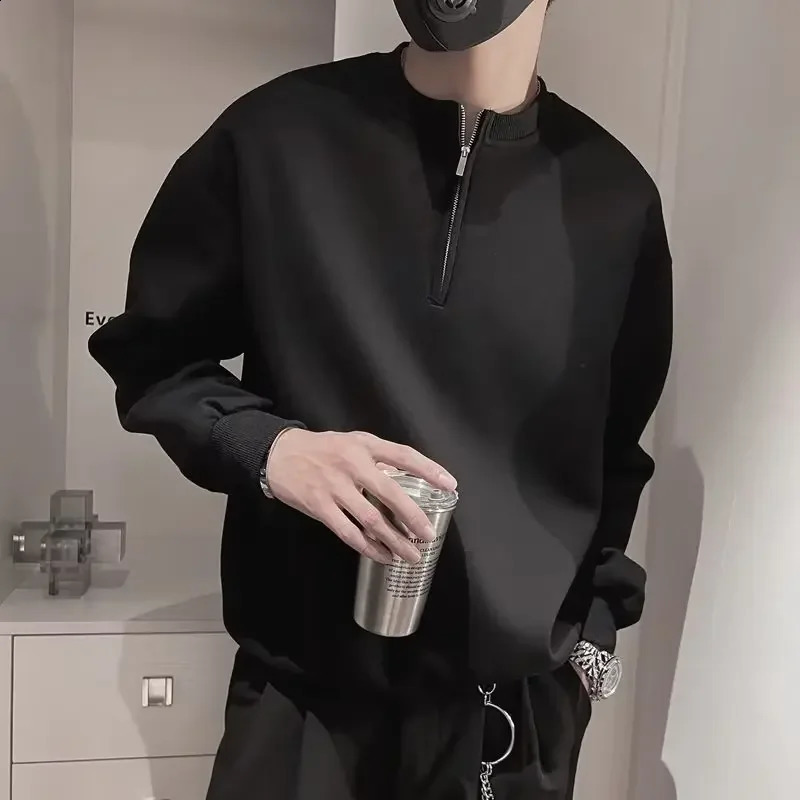 Trendy Mens Halfzip Sweatshirt Casual Collar Jacket Spring Autumn Collection Fashionable Long Sleeve Hoodies 240918