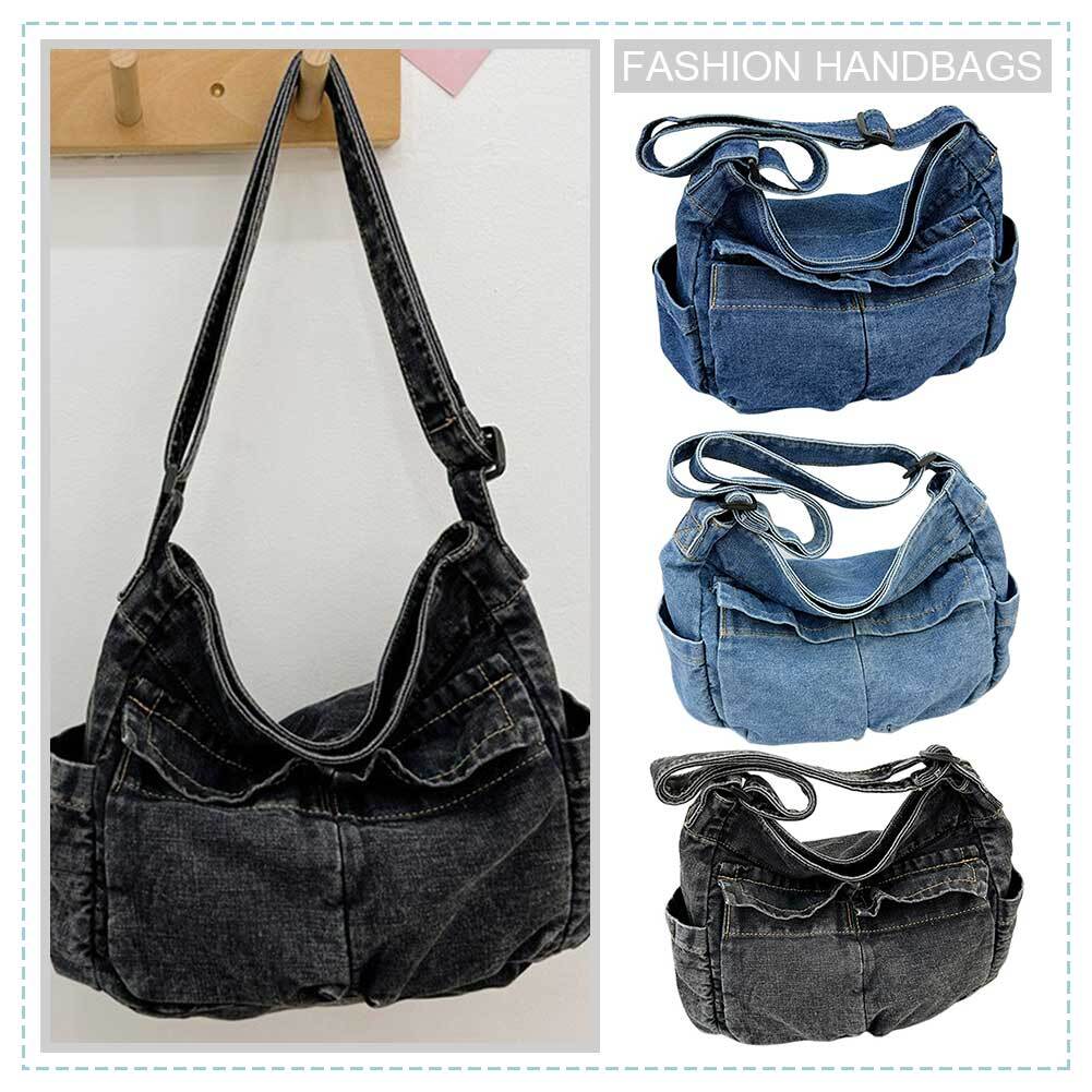 new model Women Casual trend Satchel Large Capacity Denim Vintage wrap fashion bag Messenger Adjustable Strap Daily Tote Multifunction Chic Hobo Bag