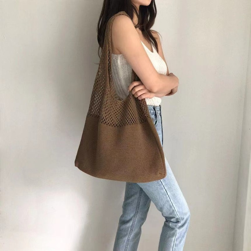 trend new model wrap Retro Knitted Mesh Hollowed out Woven Gentleness trend Style Women Shoulder Bag Imitation Wool Handbag