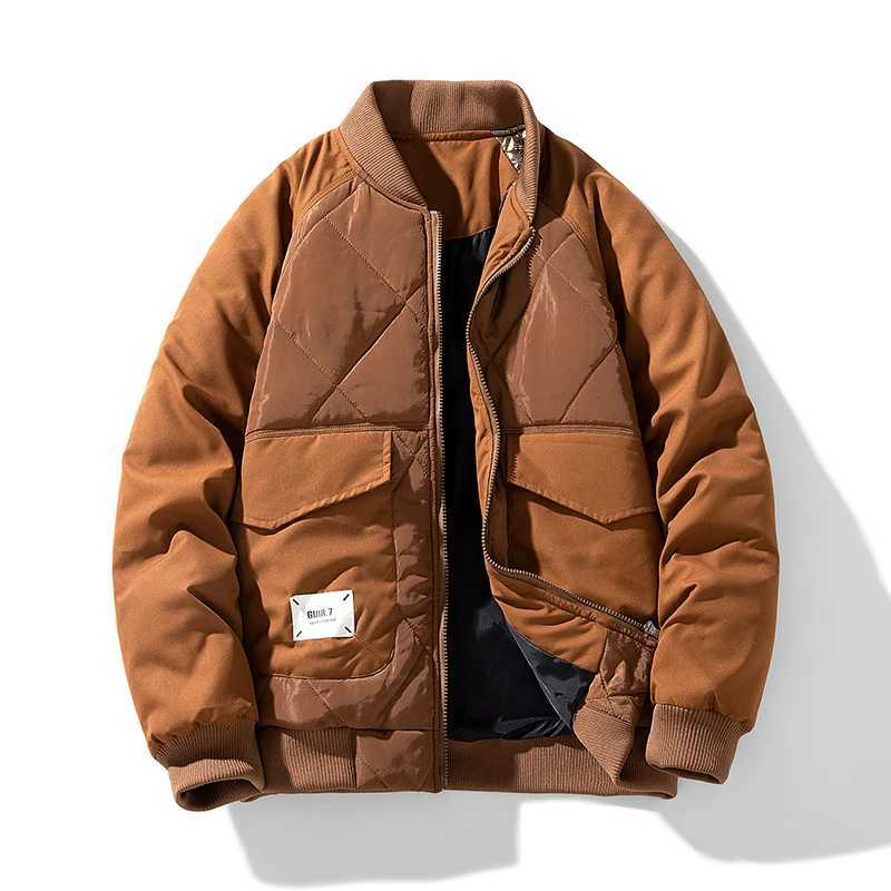 Bomber Jackets Fashion Casual Warm Winter Jacket Men Autumn Coats Cargo Baseball Puffer Jacket High Street Outwear Clothing Top M240919