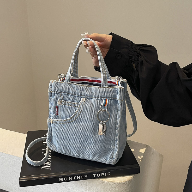 trend new wrap model leisure solid color washed old denim trend handbag for women s fashion single shoulder crossbody bag