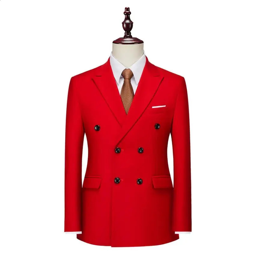 Mens double-layer business suit mens high-quality fashion ultra-thin solid color tailcoat mens casual jacket 6XL-M 240921