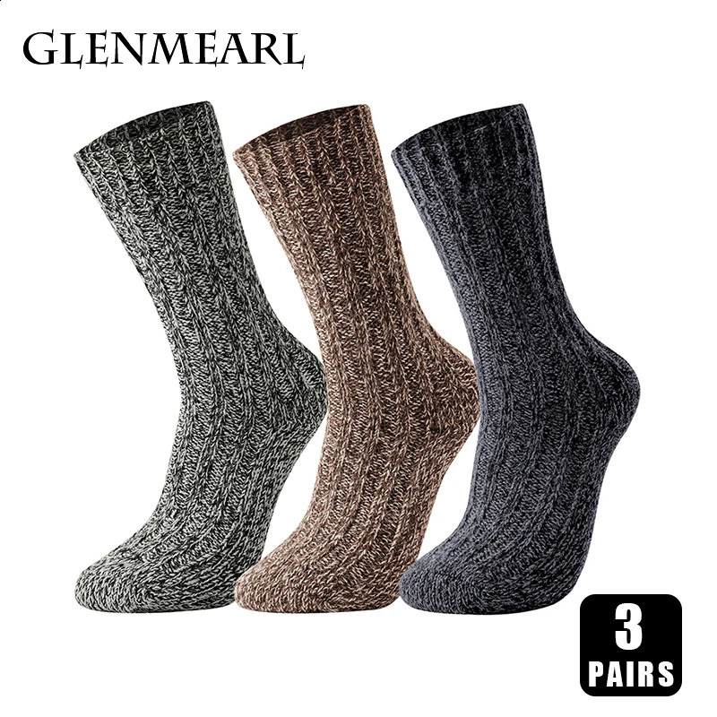 3 pairs of Merino wool mens super thick warm snow winter socks high-quality casual outdoor mens soft womens socks 240921