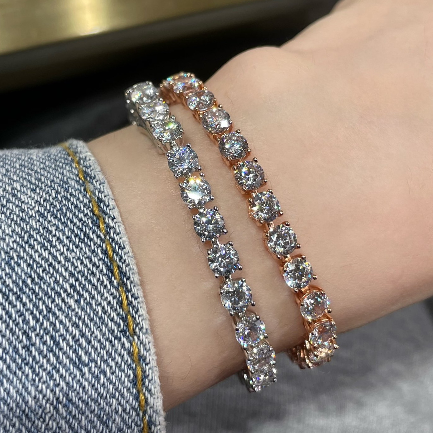 Designer top tennis bracelet for girls Silver Rose Gold Length 17CM counter quality inlaid zircon brand seal with box