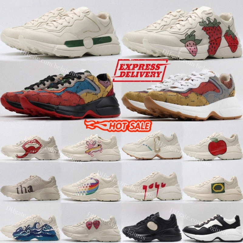 Rhython Sneakers Casual Vintage Leather Starwberry Logo Ivory Brick Red Apple Green Beige Multi Mouth Ebony Anchor Tiger Wave Pink HearyOnz#-image-960358280