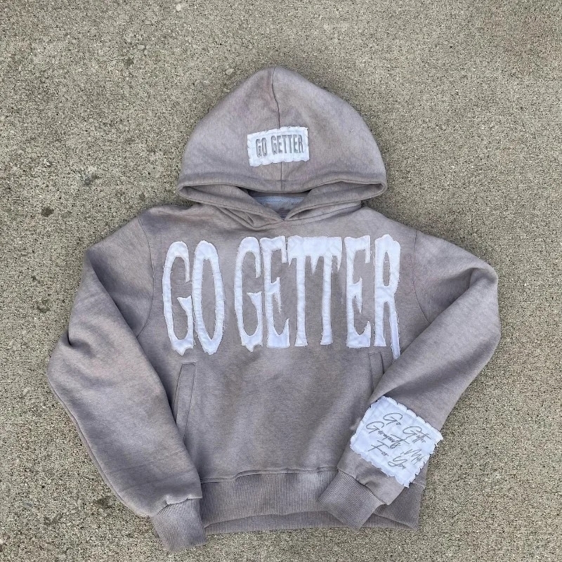 Y2K Hooded Sweatshirt Harajuku Letter Graphic Print Patch Casual Punk Hip Hop Grunge Goth Long sleeved High Street Loose 240920