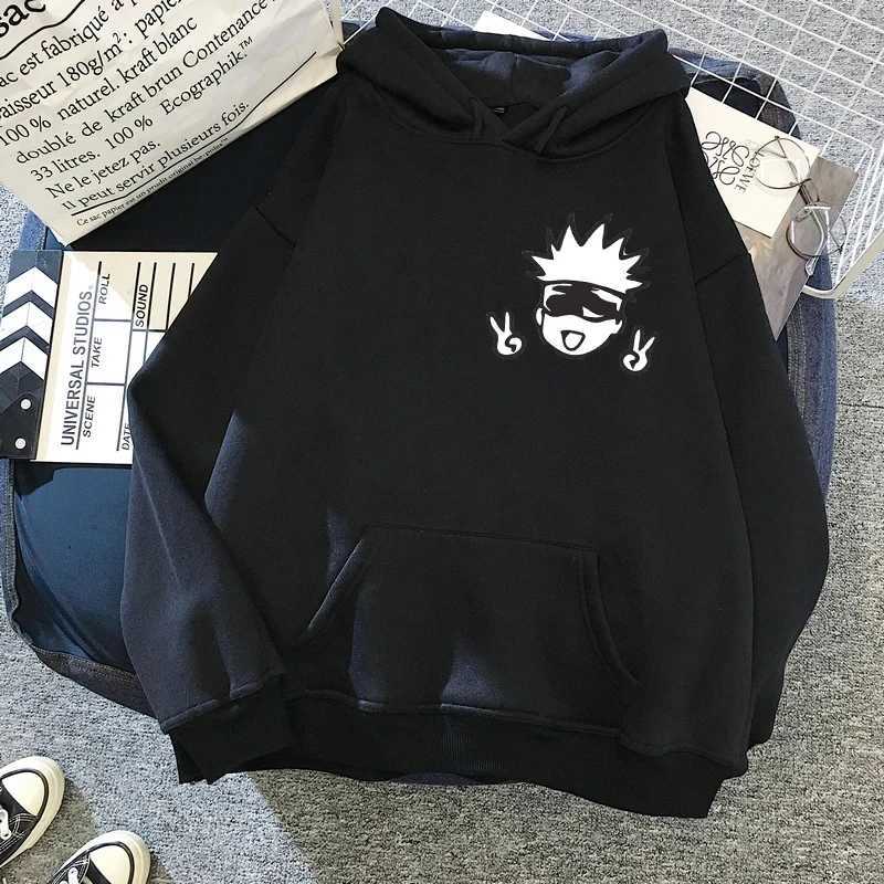 Sweats à capuche pour hommes JuJutsu Kaisen Anime Sweatshirts Gojo Satoru Driton Funny Cartoon Graphic Strtwear Slves Slves Flce Warm Mens Vêteme
