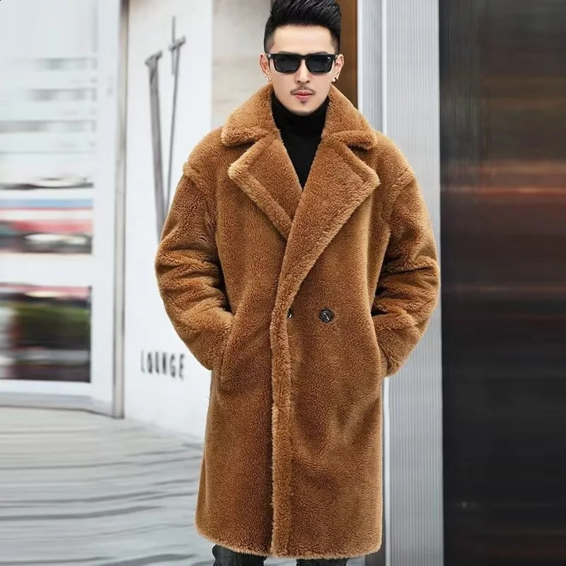 Fur Parkas Warm Mens Long Jacket 2023 Winter Men Snow Wear Coat Clothing Thicken Fleece Jackets 240918