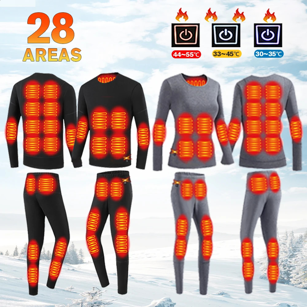 Winter warm jacket mens self heating vest womens underwear skiing suit USB electric heating clothing long mens clothing 240919
