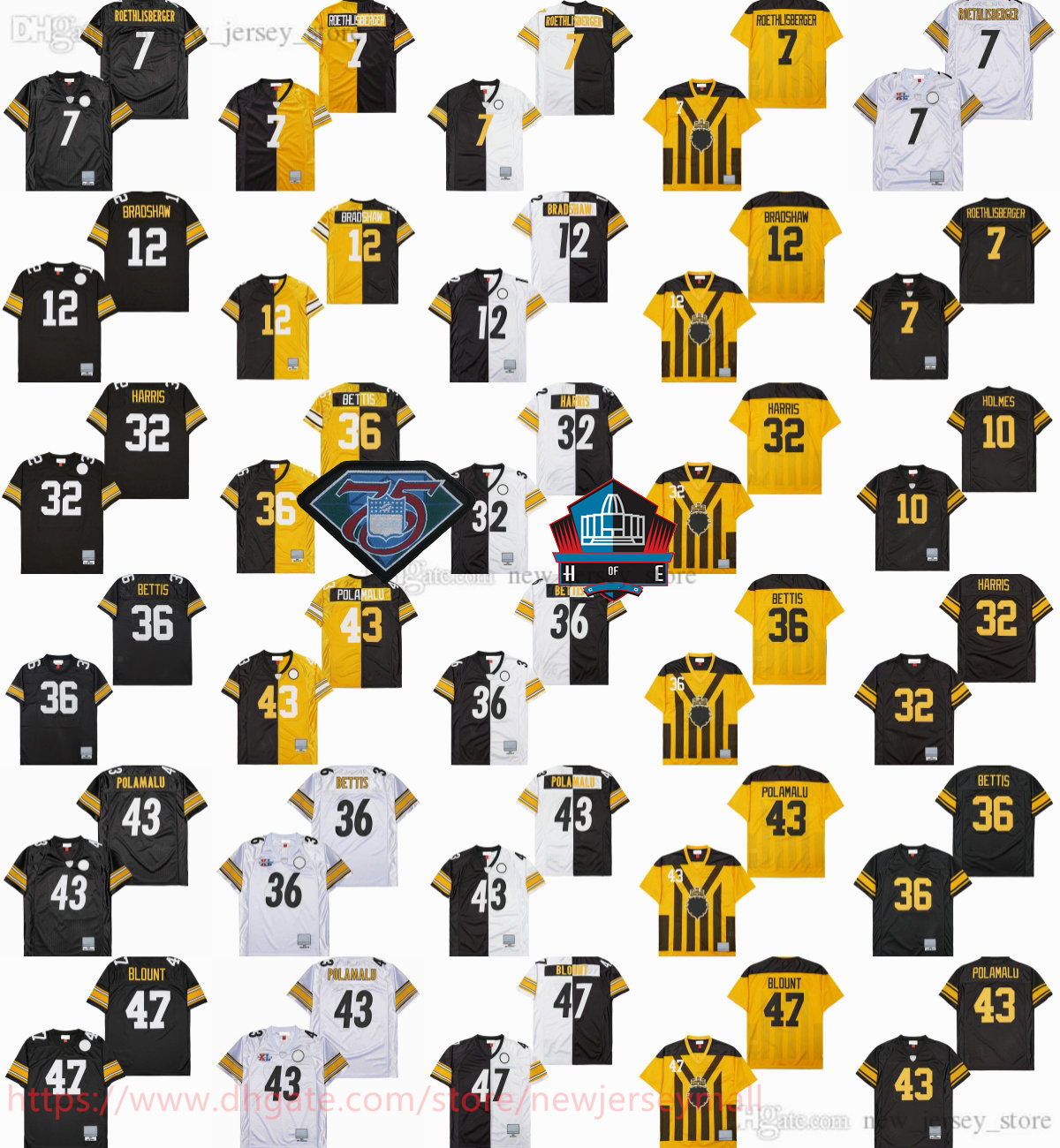 Custom Xs-6xl 1996 Football Throwback 36 Jerome Bettis Jersey Vintage 43 Troy Polamalu 7 Ben Roethlisberger Terry Bradshaw Franco Harris Mel Blou