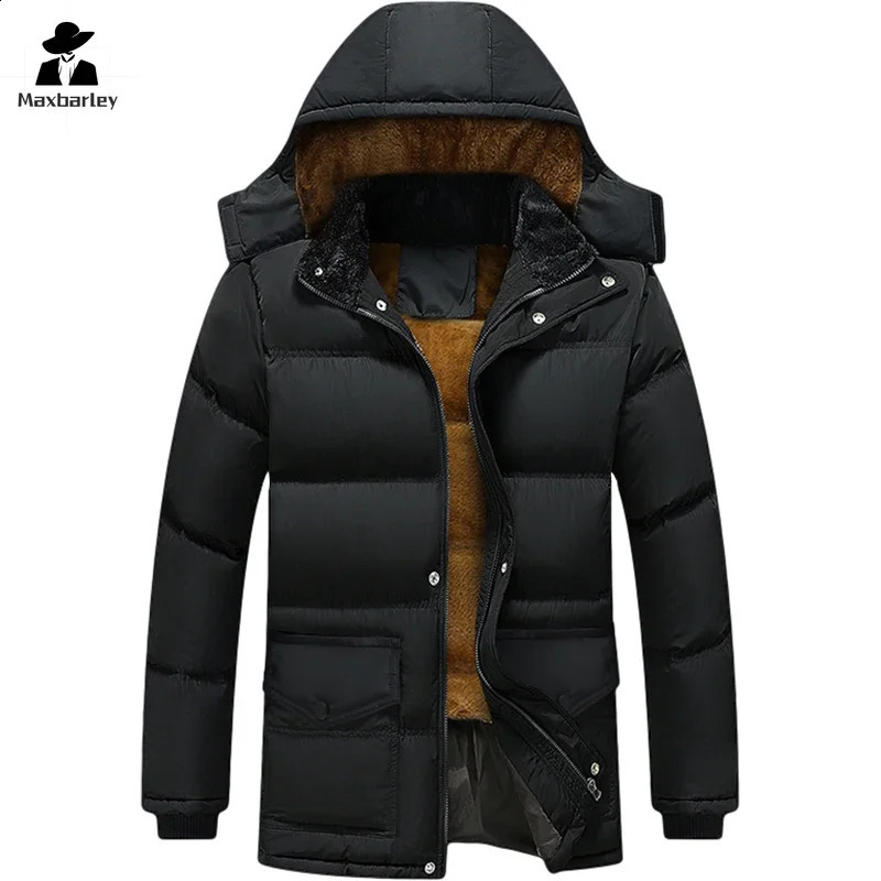 2024 Arrival Warm Padded Jacket Mens Winter Detachable Hooded Windproof Down Cotton Coat Wool Coldproof Parka 240918